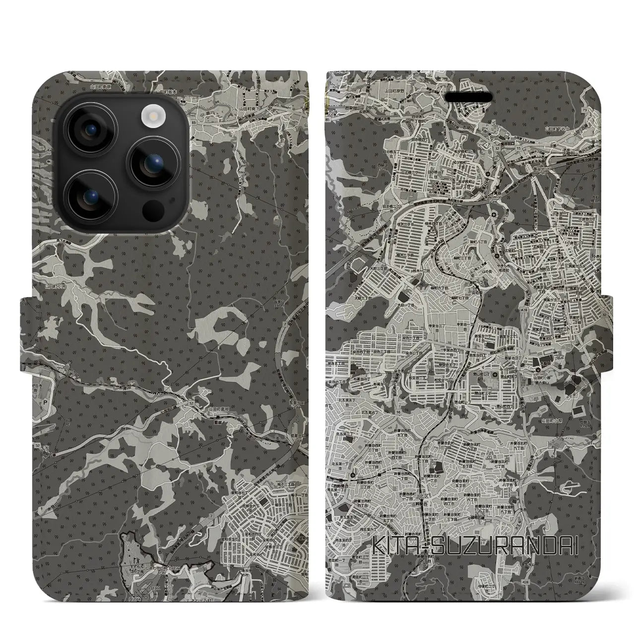 【北鈴蘭台（兵庫県）】地図柄iPhoneケース（手帳タイプ）
