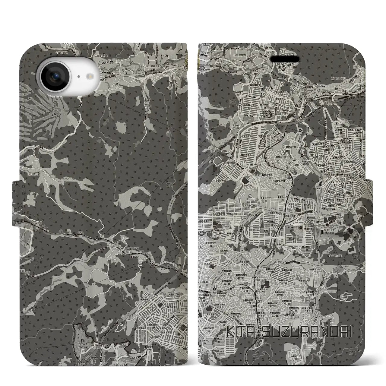 【北鈴蘭台（兵庫県）】地図柄iPhoneケース（手帳タイプ）