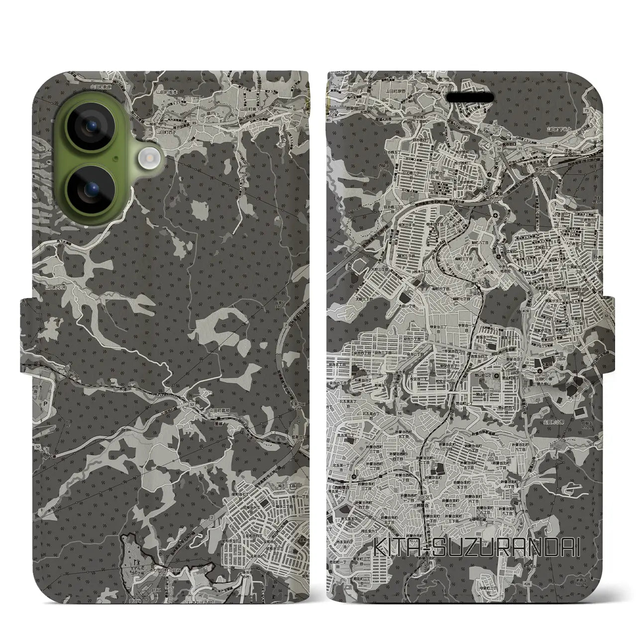 【北鈴蘭台（兵庫県）】地図柄iPhoneケース（手帳タイプ）