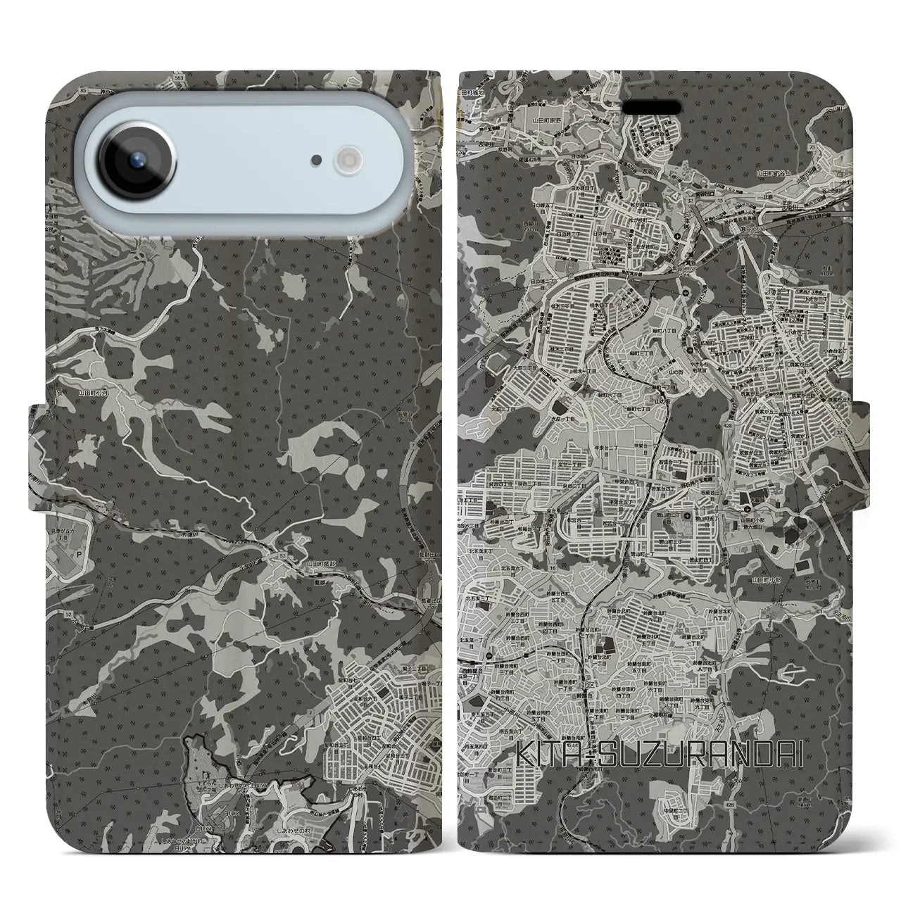 【北鈴蘭台（兵庫県）】地図柄iPhoneケース（手帳タイプ）