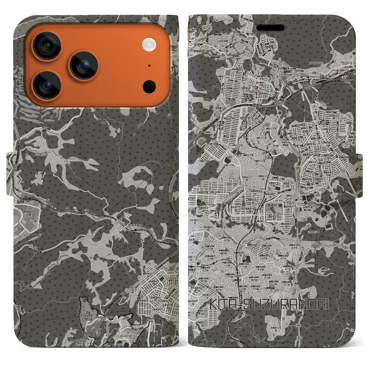 【北鈴蘭台（兵庫県）】地図柄iPhoneケース（手帳タイプ）