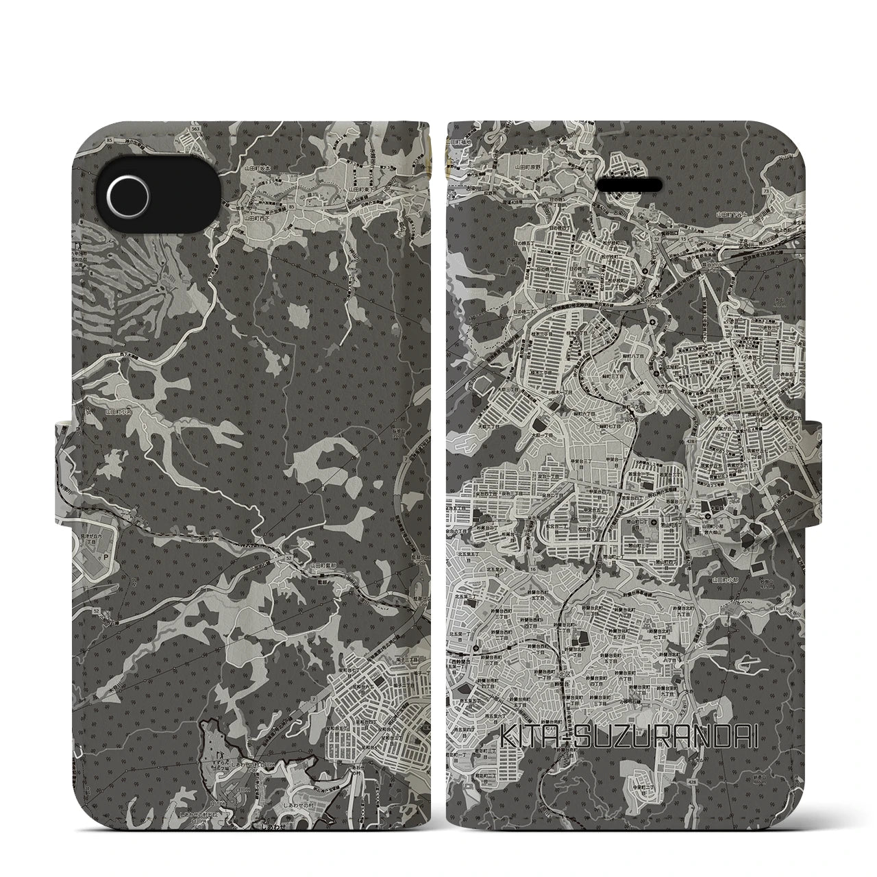 【北鈴蘭台（兵庫県）】地図柄iPhoneケース（手帳タイプ）