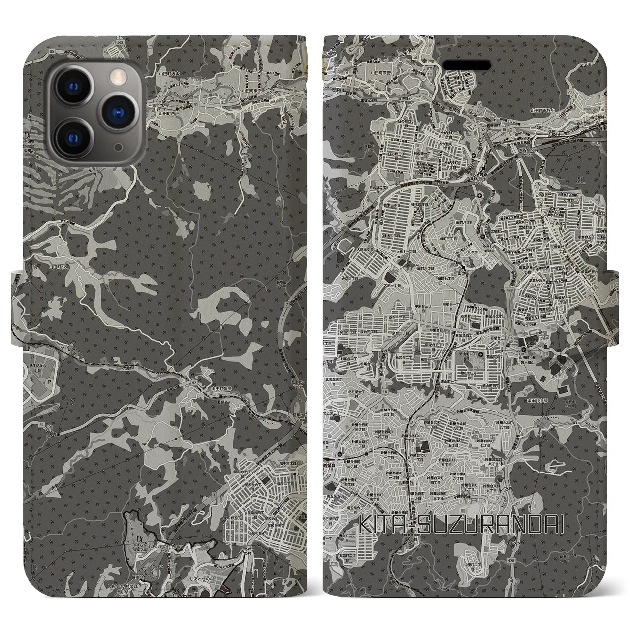 【北鈴蘭台（兵庫県）】地図柄iPhoneケース（手帳タイプ）