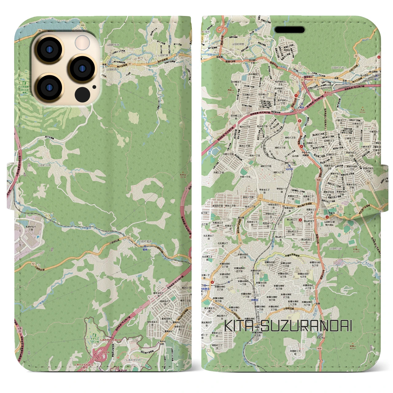 【北鈴蘭台（兵庫県）】地図柄iPhoneケース（手帳タイプ）