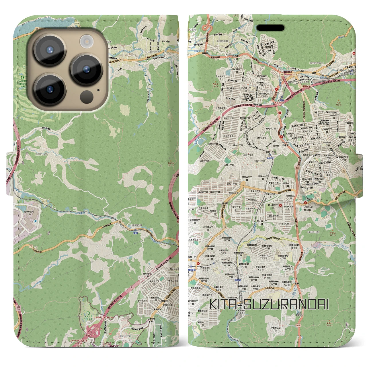 【北鈴蘭台（兵庫県）】地図柄iPhoneケース（手帳タイプ）