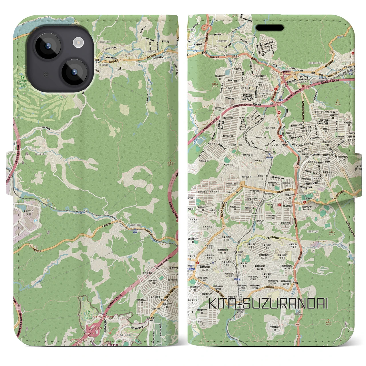 【北鈴蘭台（兵庫県）】地図柄iPhoneケース（手帳タイプ）