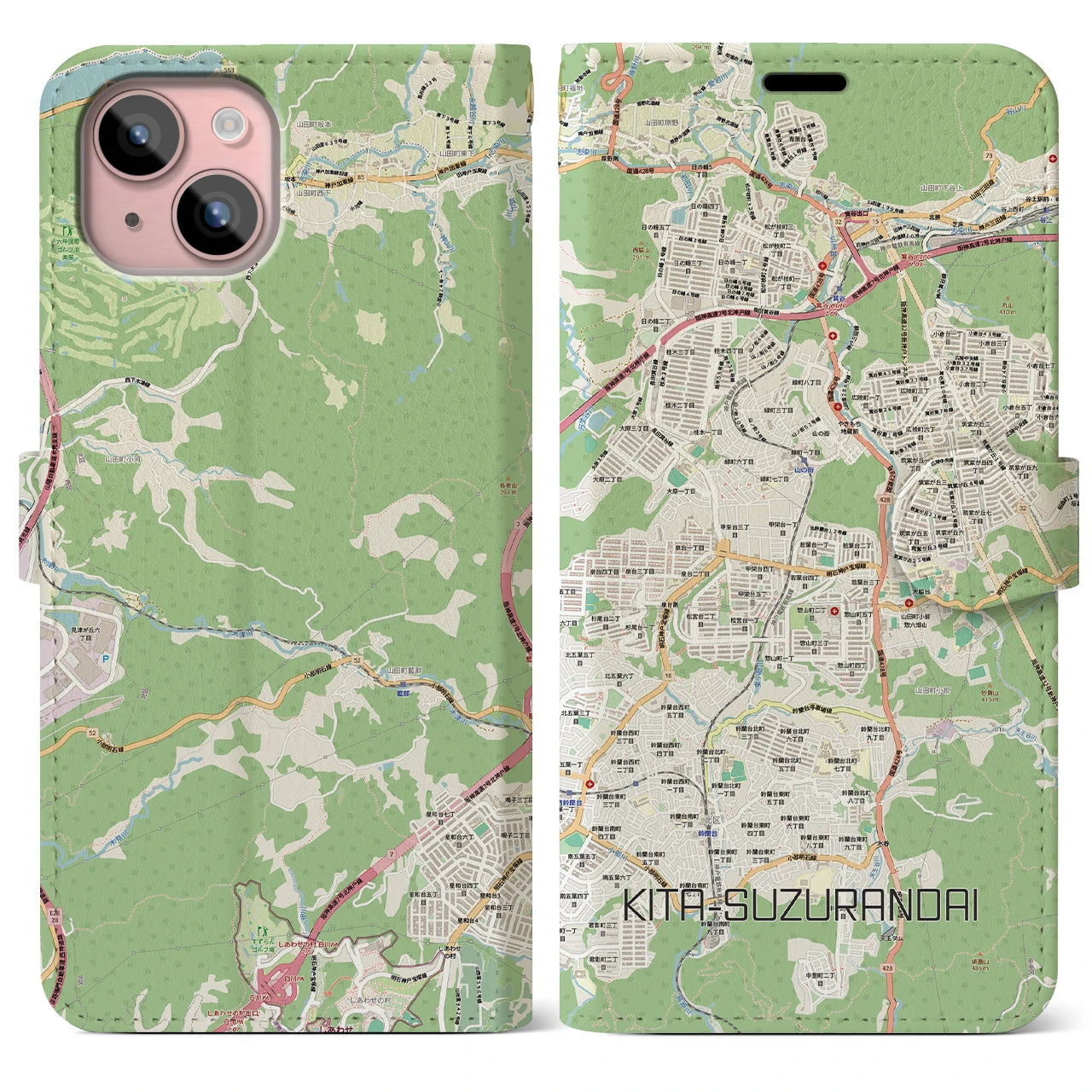 【北鈴蘭台（兵庫県）】地図柄iPhoneケース（手帳タイプ）