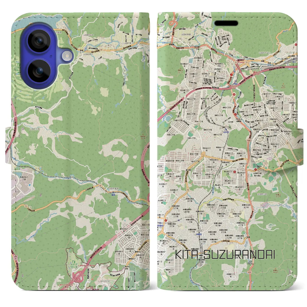 【北鈴蘭台（兵庫県）】地図柄iPhoneケース（手帳タイプ）