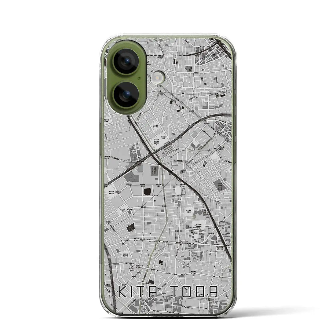 【北戸田（埼玉県）】地図柄iPhoneケース（クリアタイプ）モノトーン・iPhone 17 Pro Max 用
