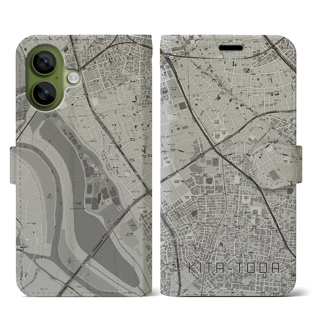 【北戸田（埼玉県）】地図柄iPhoneケース（手帳タイプ）