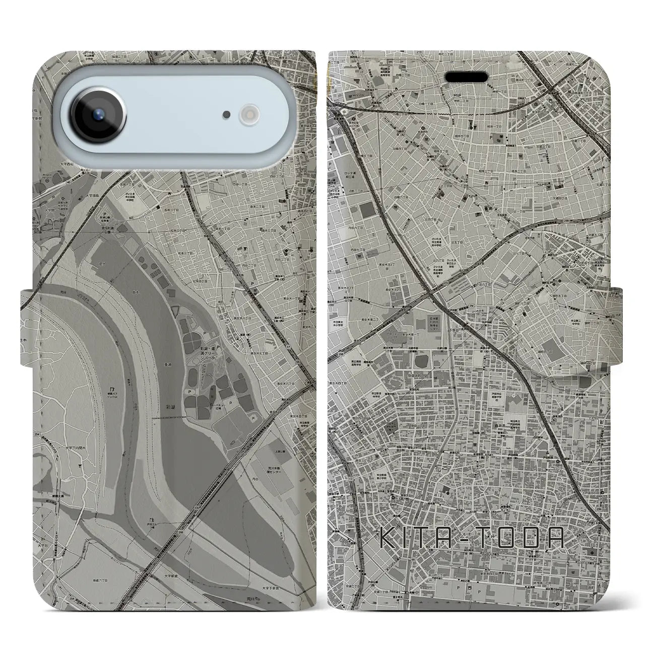 【北戸田（埼玉県）】地図柄iPhoneケース（手帳タイプ）