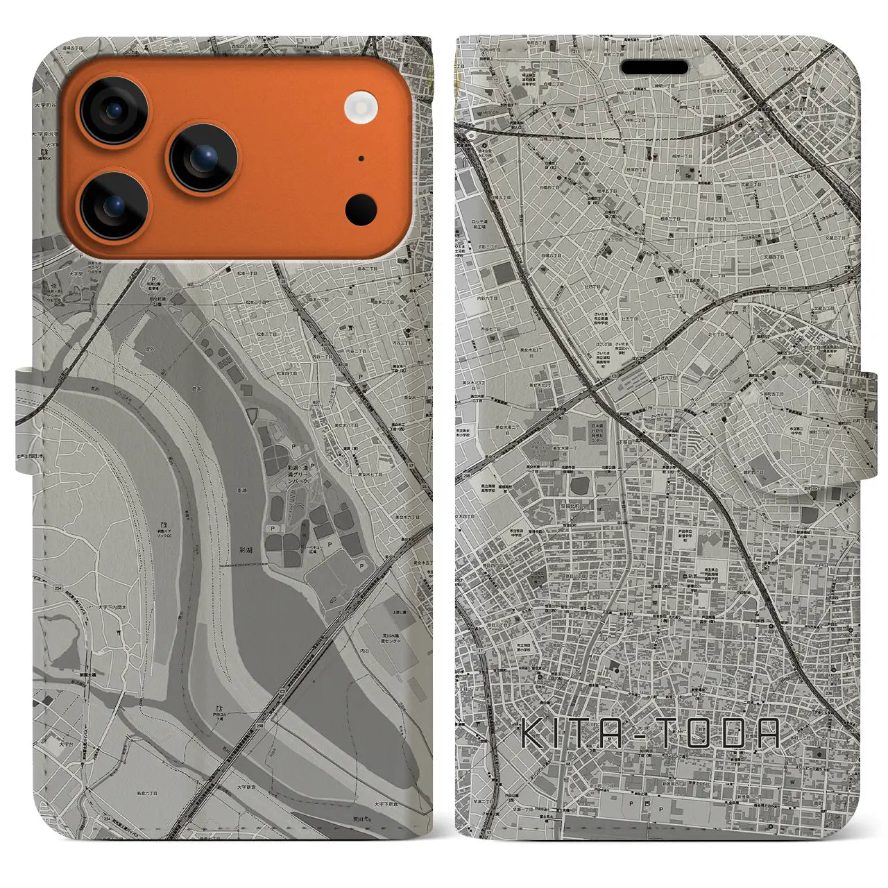 【北戸田（埼玉県）】地図柄iPhoneケース（手帳タイプ）