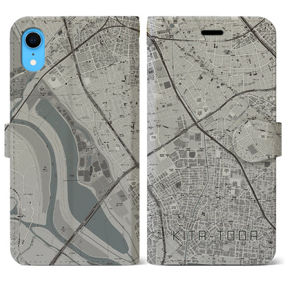 【北戸田（埼玉県）】地図柄iPhoneケース（手帳タイプ）モノトーン・iPhone XR 用