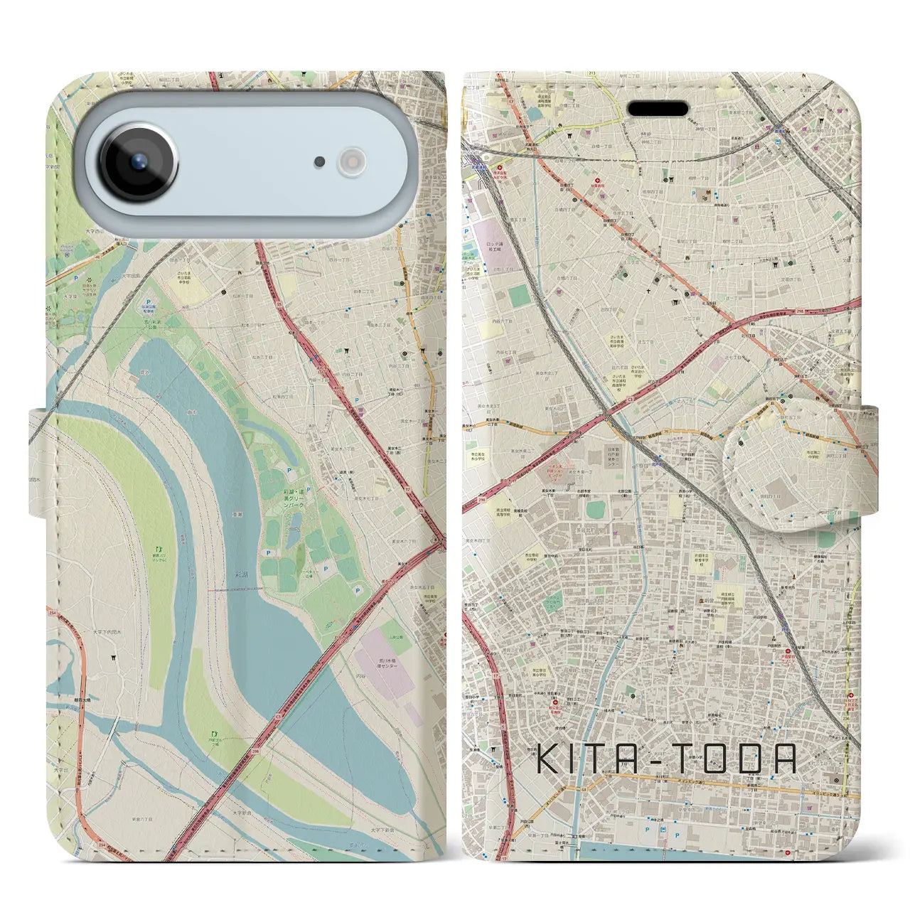 【北戸田（埼玉県）】地図柄iPhoneケース（手帳タイプ）