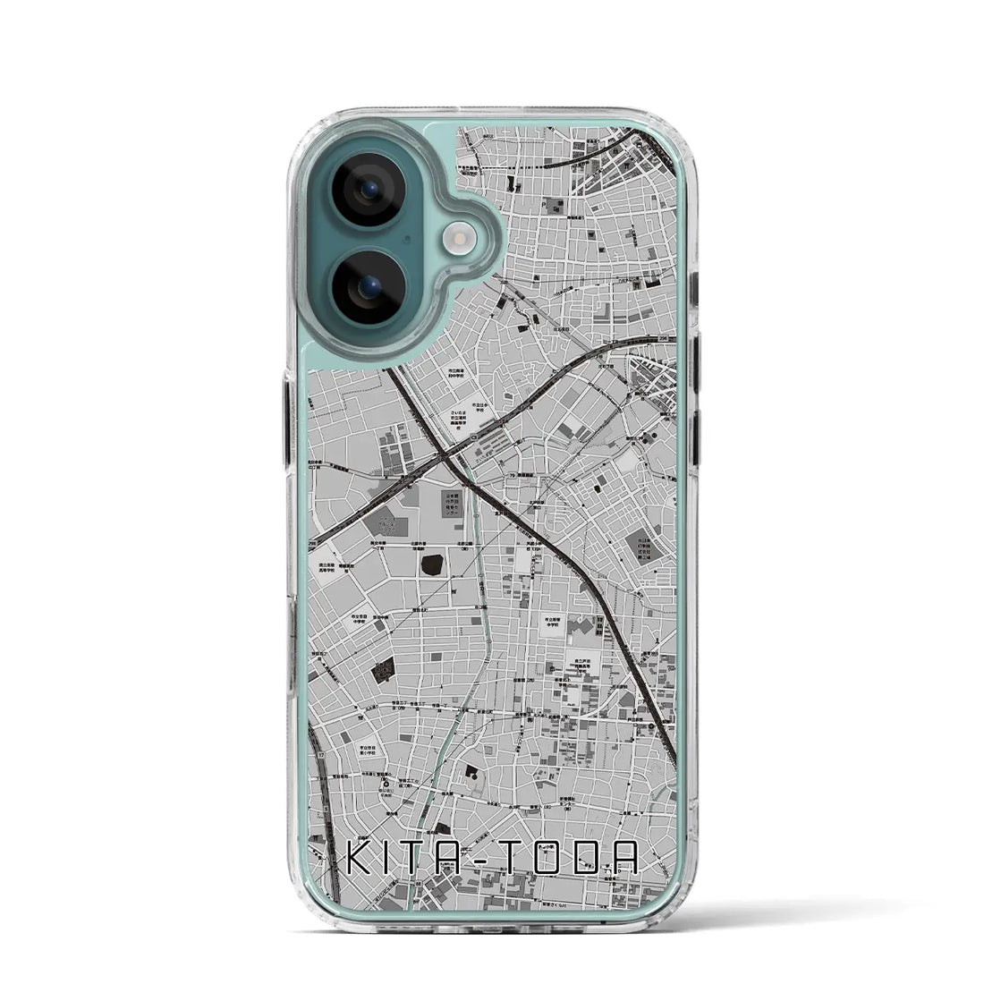 【北戸田（埼玉県）】地図柄iPhoneケース（MagSafeタイプ）モノトーン・iPhone 16 Pro 用