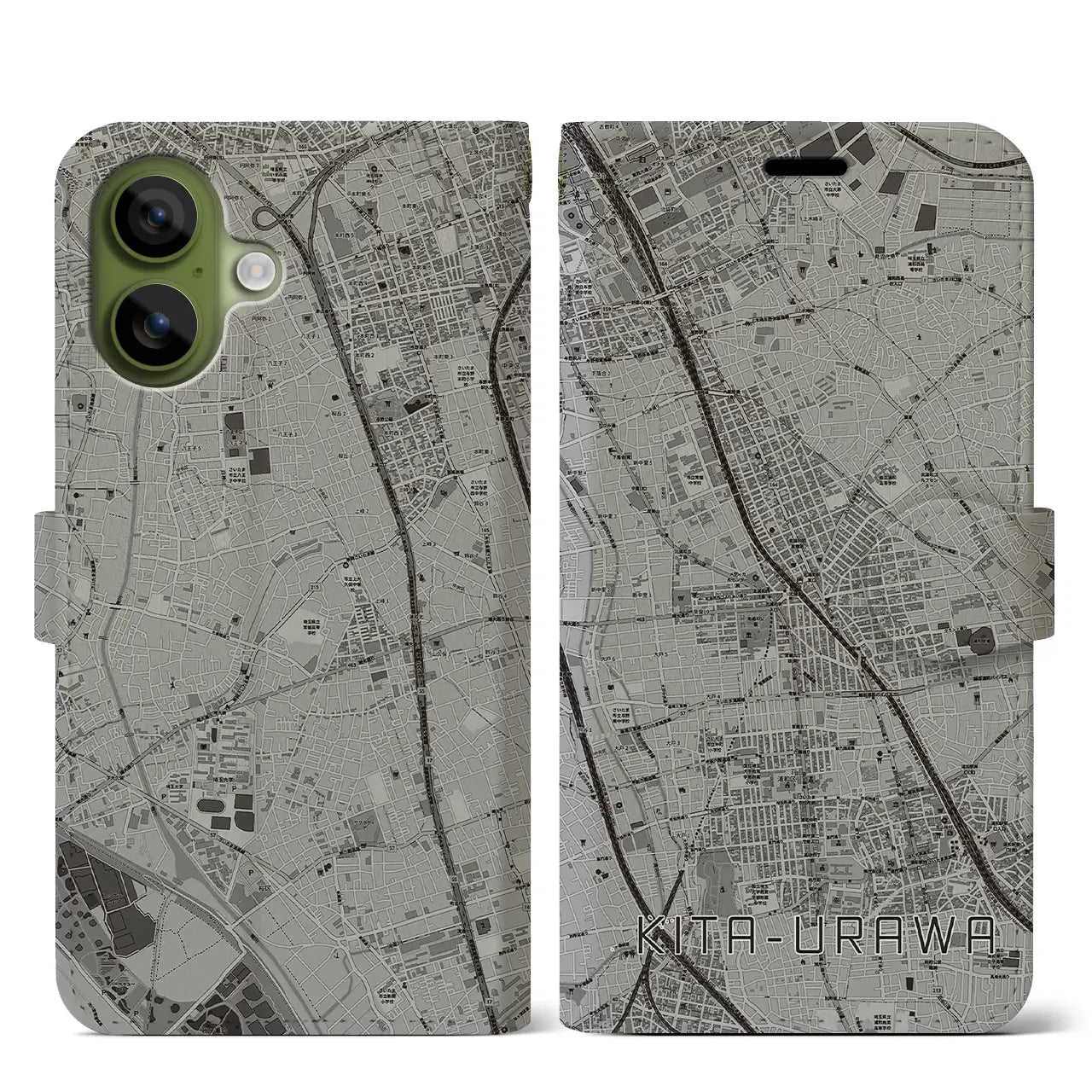 【北浦和（埼玉県）】地図柄iPhoneケース（手帳タイプ）