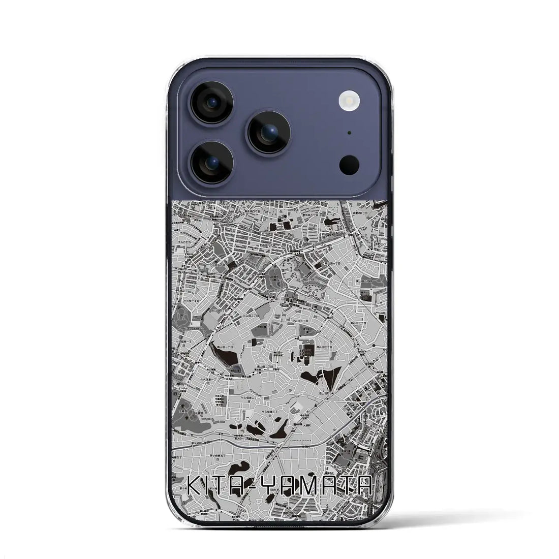 【北山田（神奈川県）】地図柄iPhoneケース（クリアタイプ）モノトーン・iPhone 17 Pro Max 用