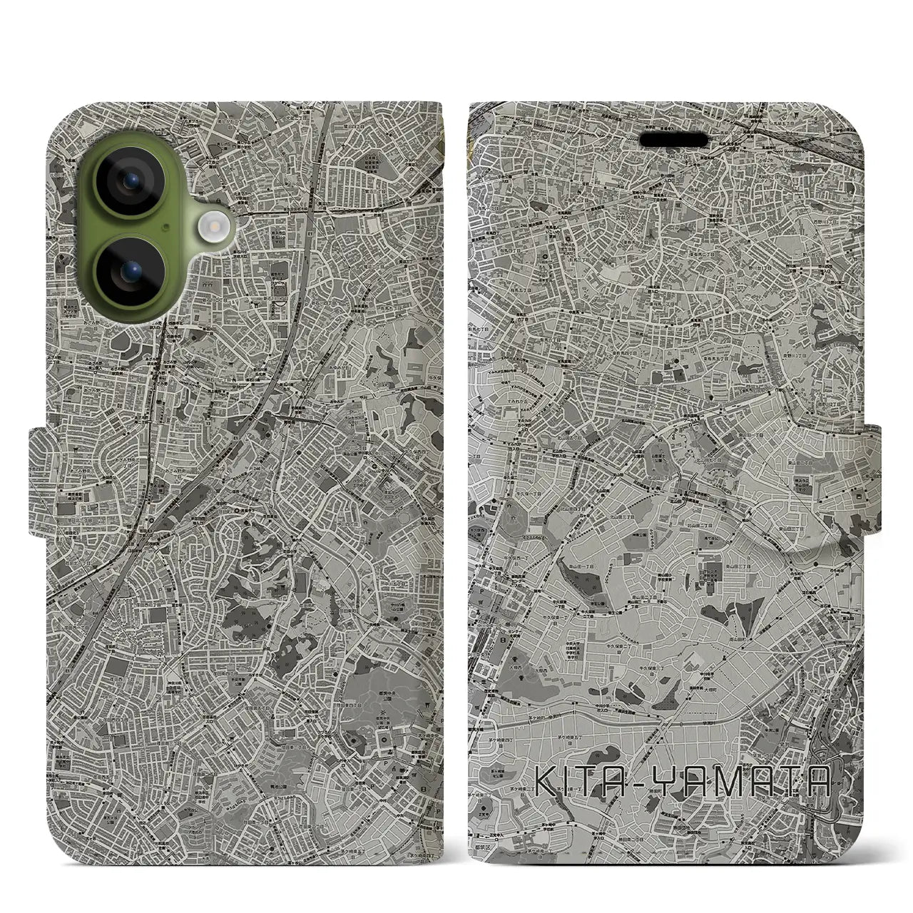 【北山田（神奈川県）】地図柄iPhoneケース（手帳タイプ）