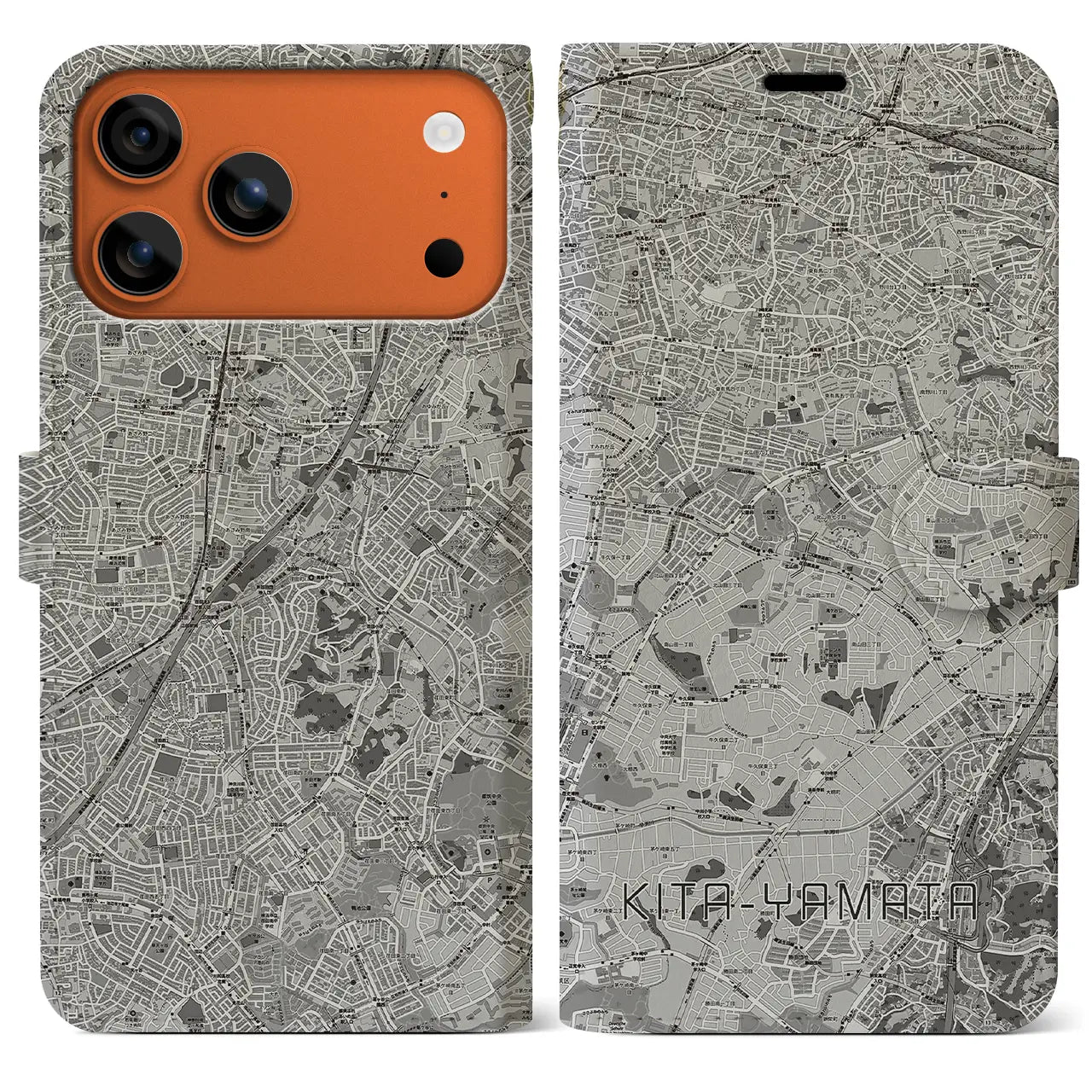 【北山田（神奈川県）】地図柄iPhoneケース（手帳タイプ）