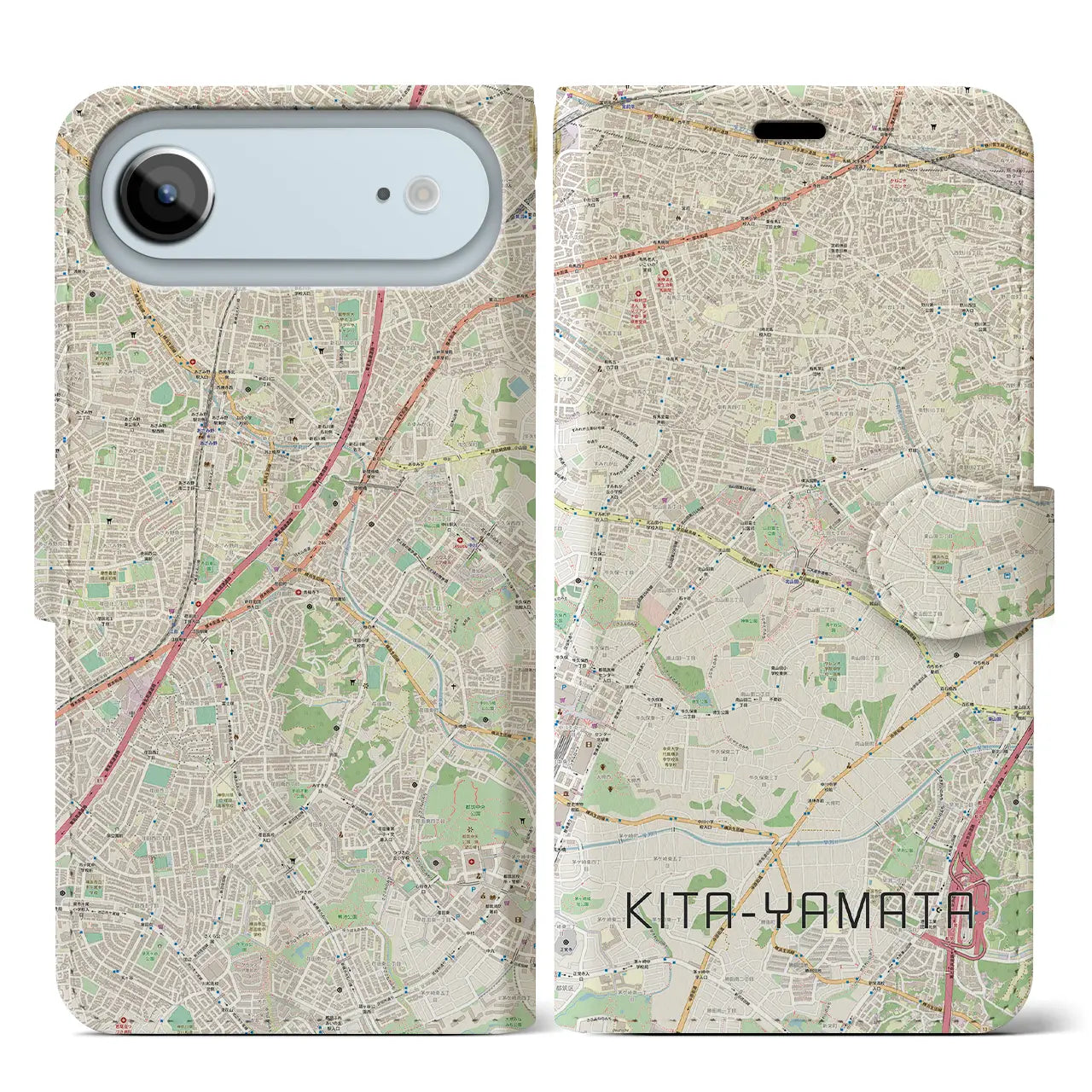 【北山田（神奈川県）】地図柄iPhoneケース（手帳タイプ）