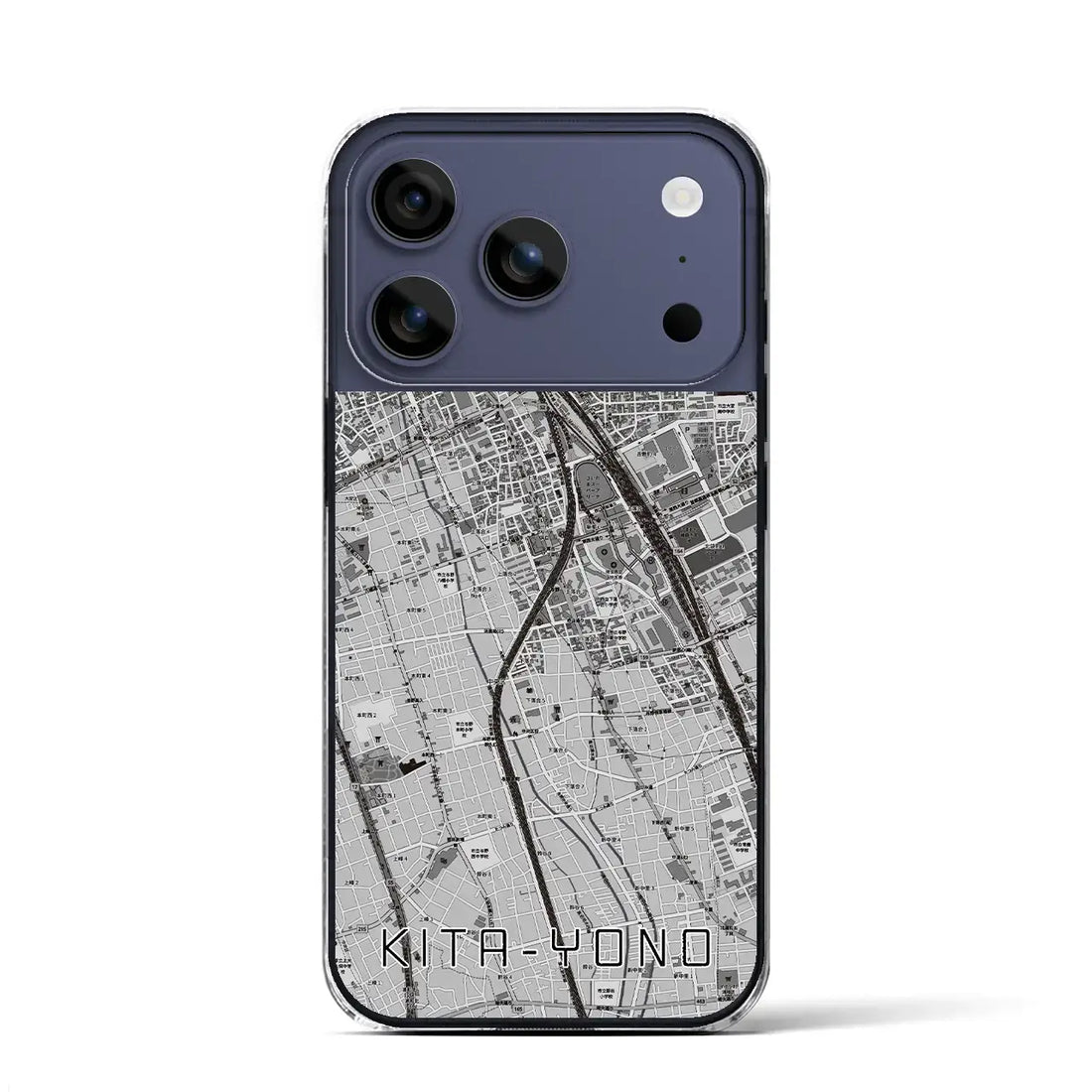 【北与野（埼玉県）】地図柄iPhoneケース（クリアタイプ）モノトーン・iPhone 17 Pro Max 用