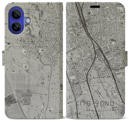 【北与野（埼玉県）】地図柄iPhoneケース（手帳タイプ）モノトーン・iPhone 16 Pro Max 用