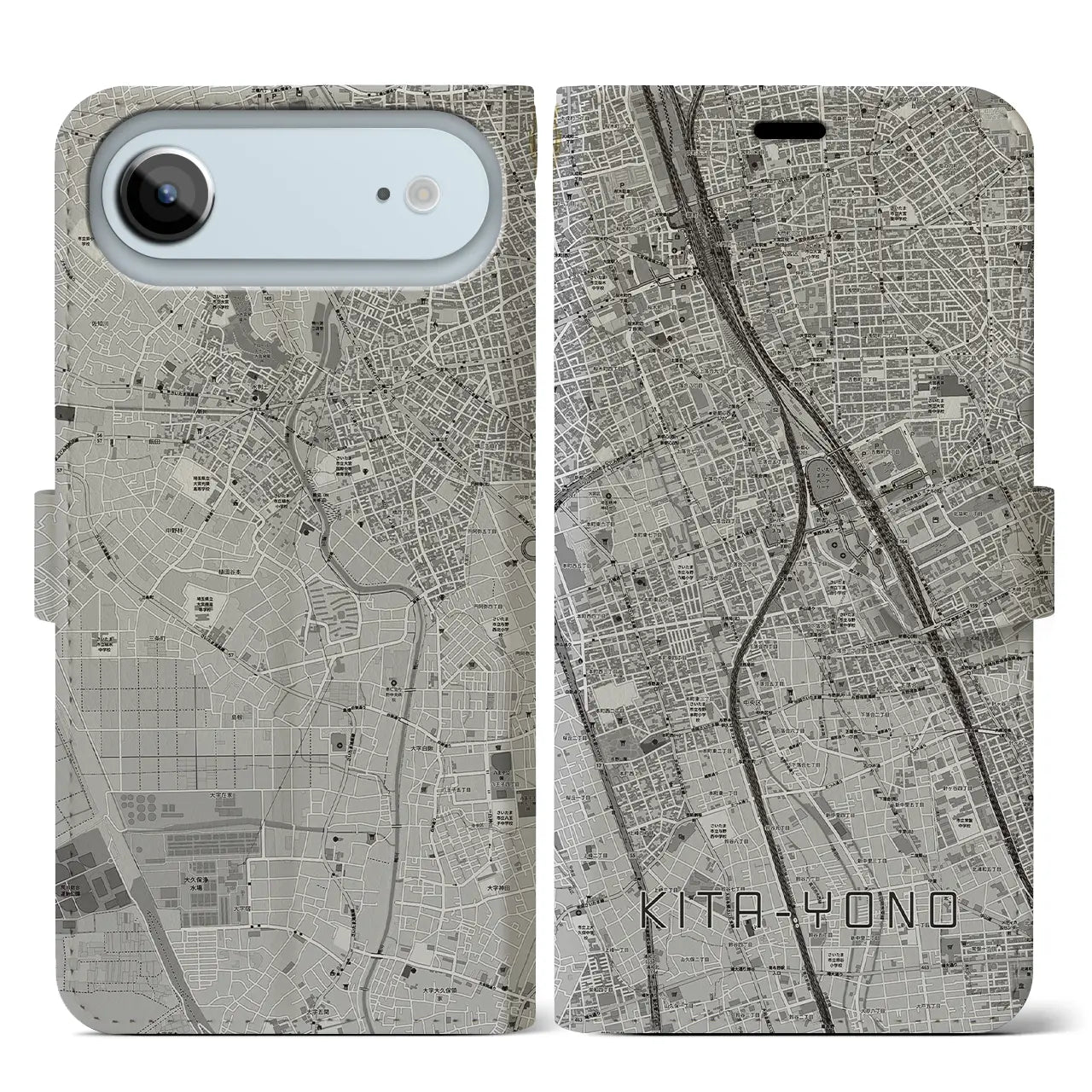 【北与野（埼玉県）】地図柄iPhoneケース（手帳タイプ）