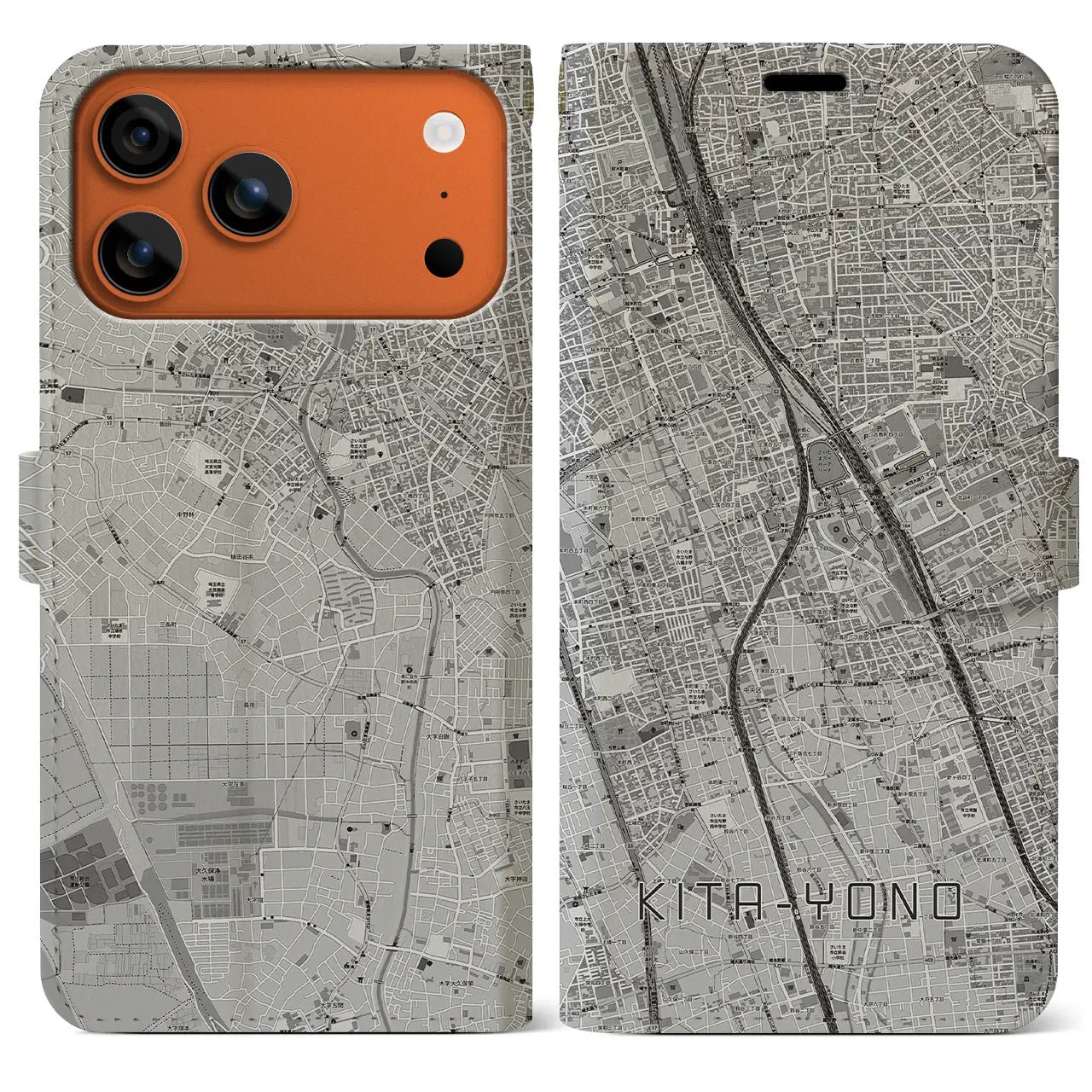 【北与野（埼玉県）】地図柄iPhoneケース（手帳タイプ）