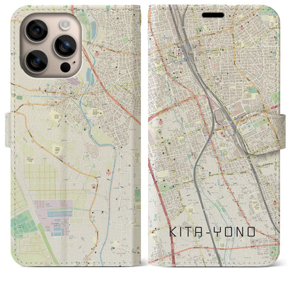 【北与野（埼玉県）】地図柄iPhoneケース（手帳タイプ）ナチュラル・iPhone 16 Plus 用