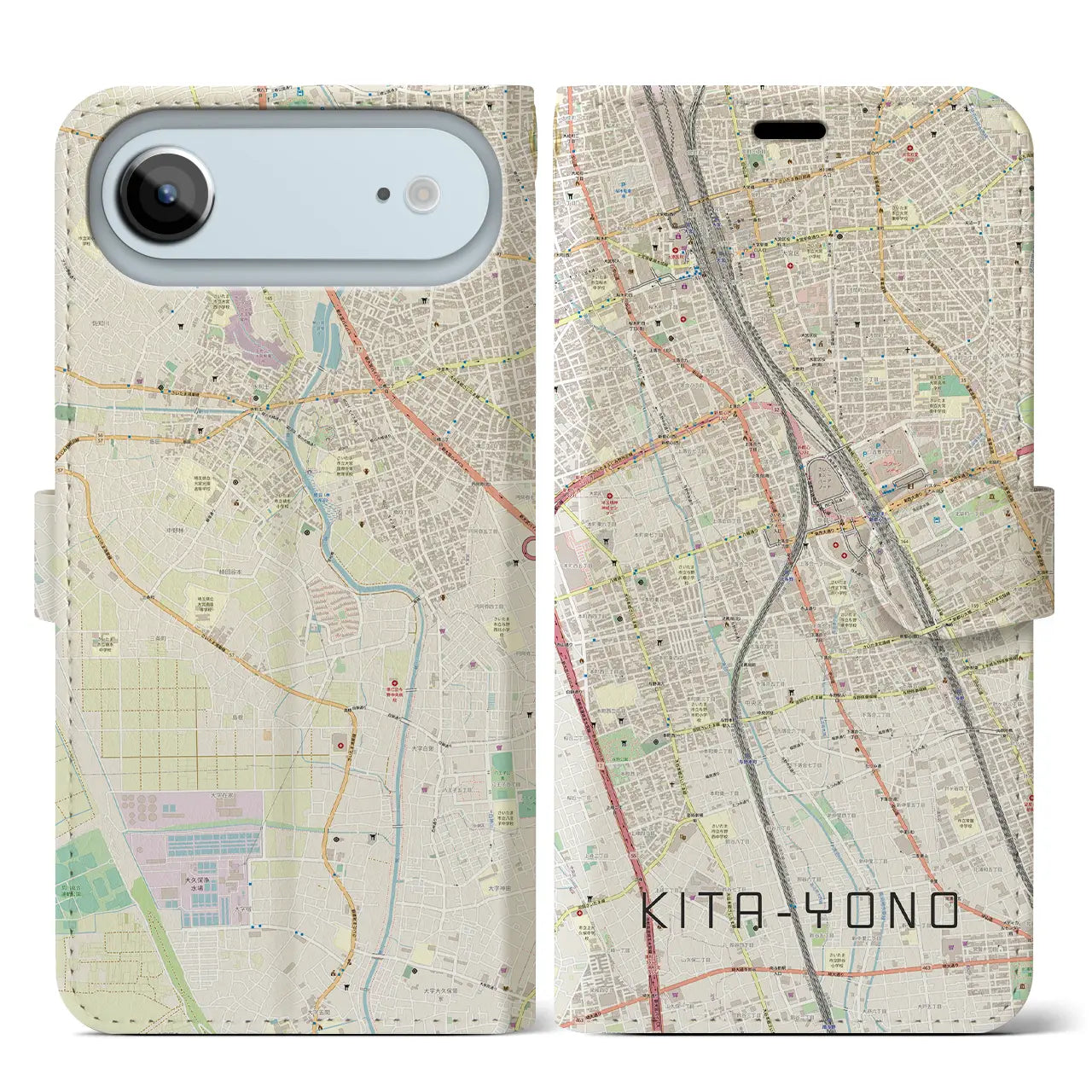 【北与野（埼玉県）】地図柄iPhoneケース（手帳タイプ）