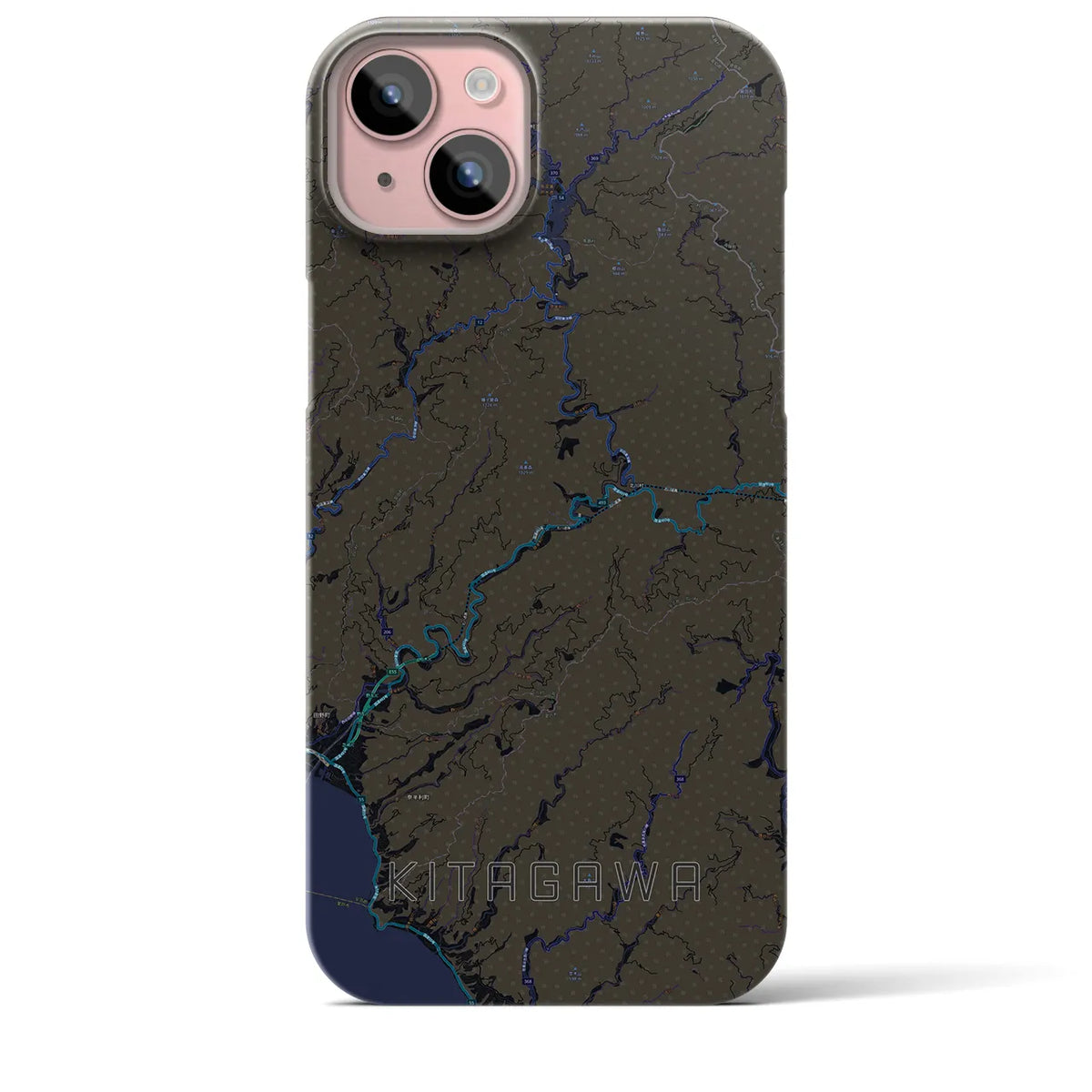 【北川（高知県）】地図柄iPhoneケース（バックカバータイプ）