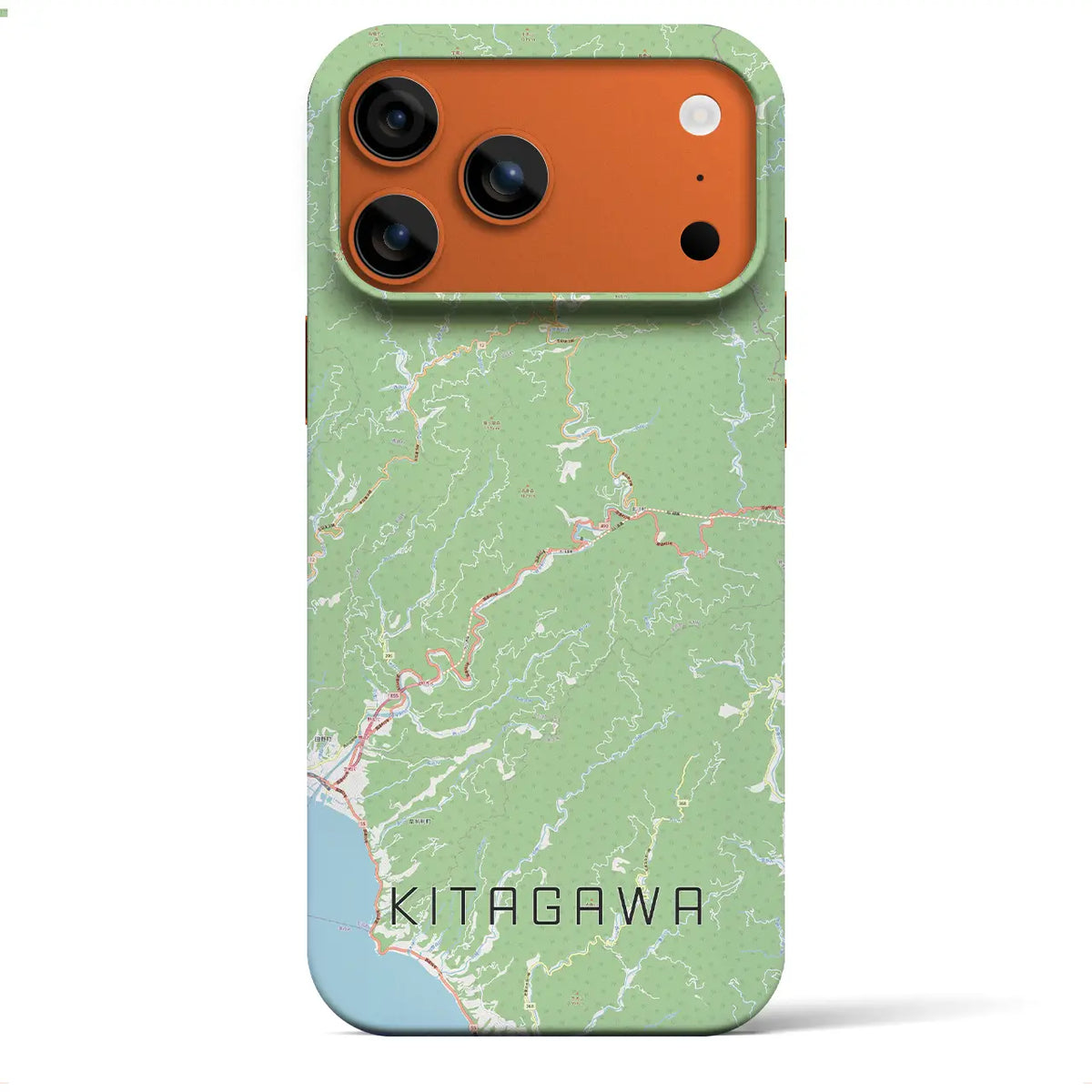 【北川（高知県）】地図柄iPhoneケース（バックカバータイプ）ブラック・iPhone 17 Pro Max 用