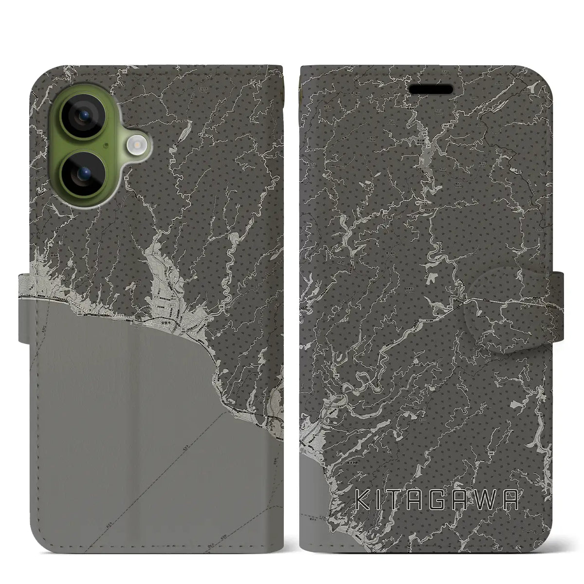 【北川（高知県）】地図柄iPhoneケース（手帳タイプ）