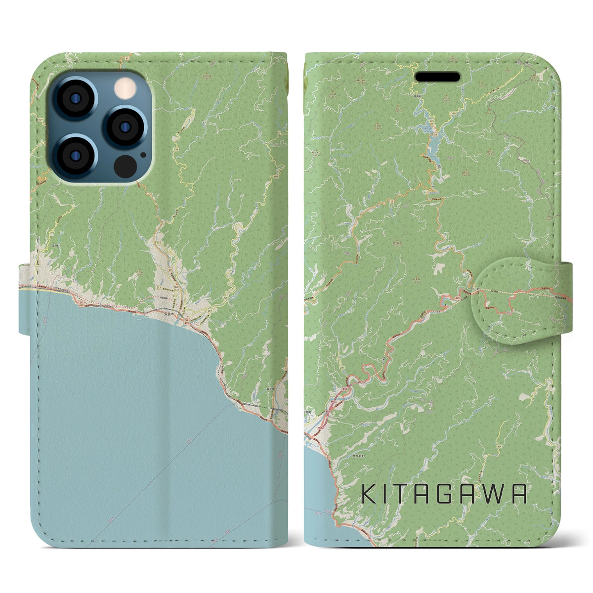 【北川（高知県）】地図柄iPhoneケース（手帳タイプ）