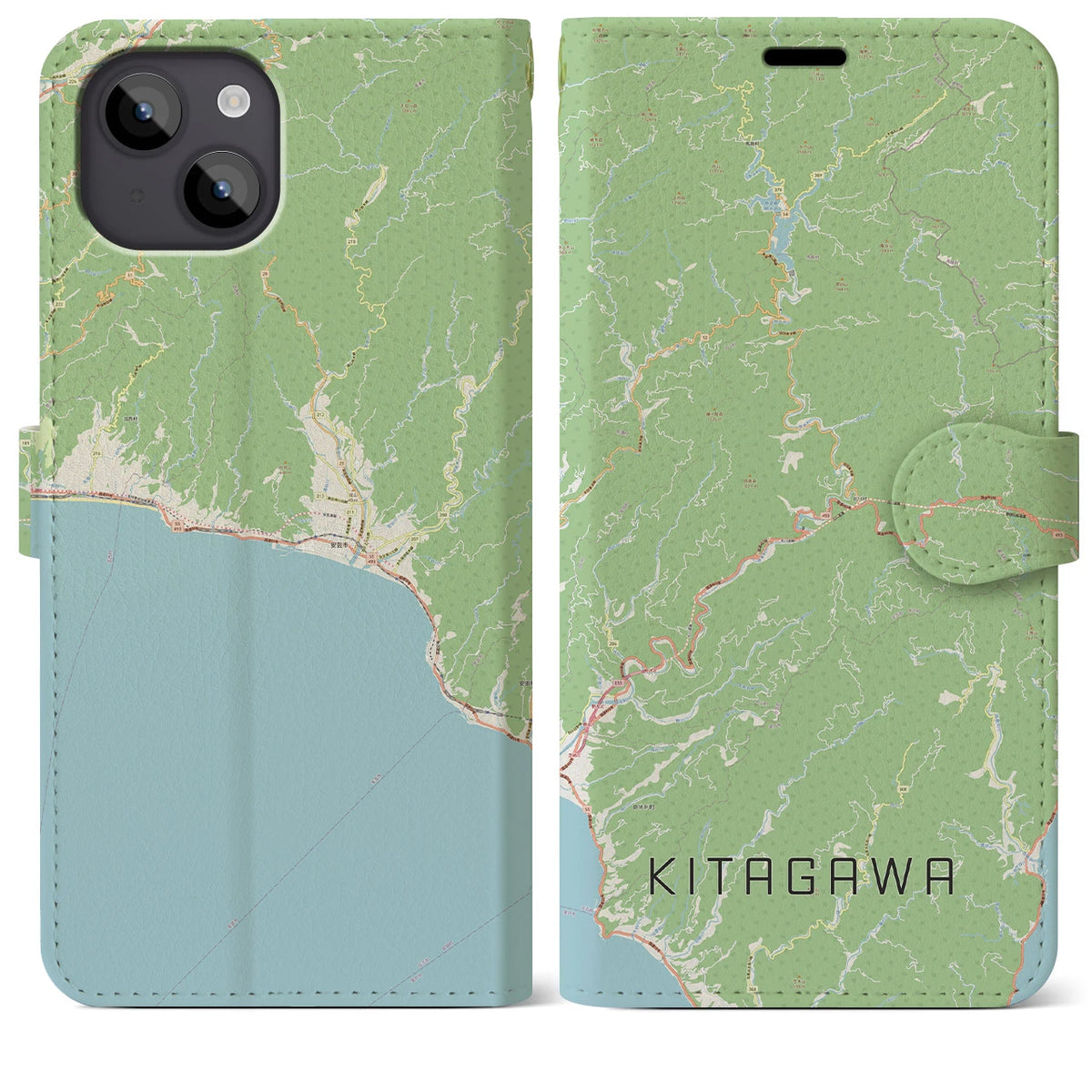 【北川（高知県）】地図柄iPhoneケース（手帳タイプ）