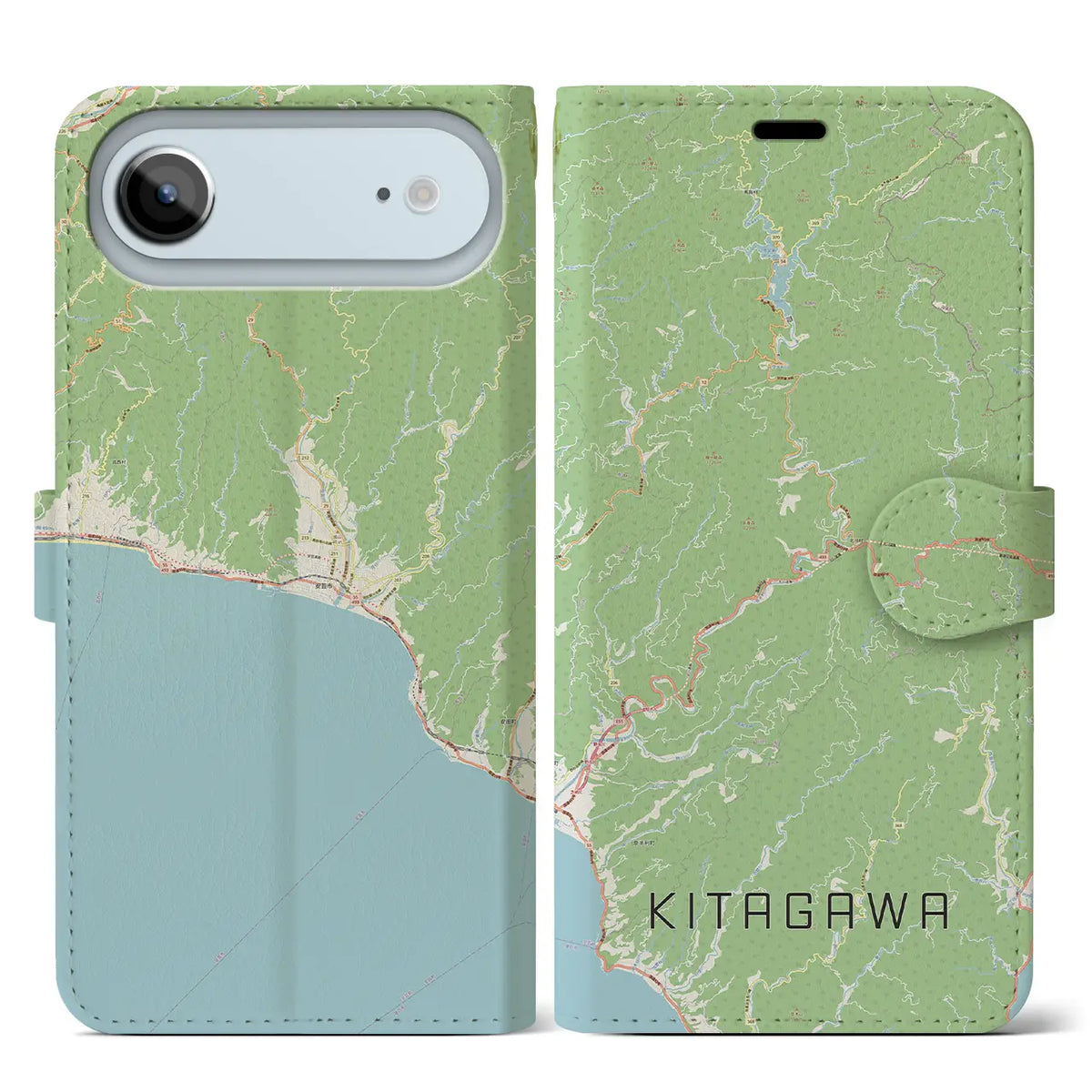 【北川（高知県）】地図柄iPhoneケース（手帳タイプ）