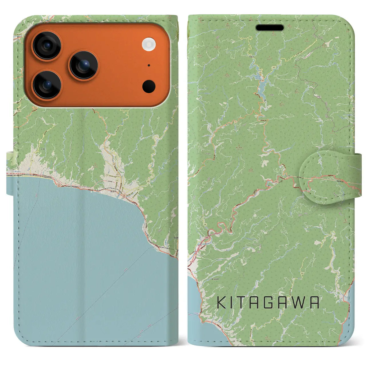 【北川（高知県）】地図柄iPhoneケース（手帳タイプ）