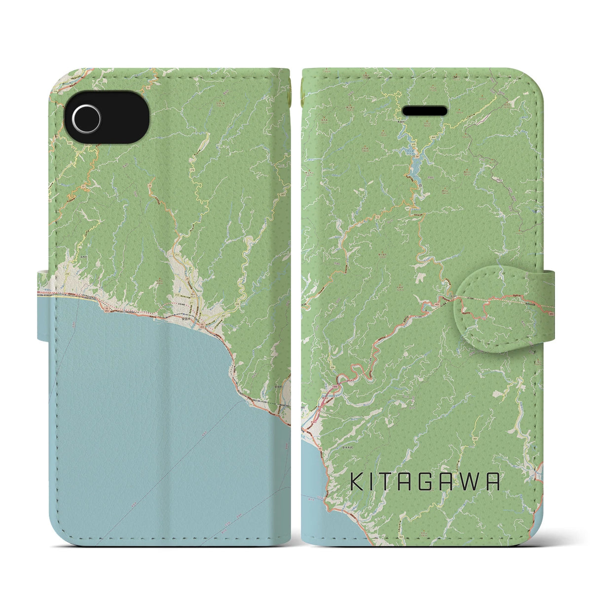 【北川（高知県）】地図柄iPhoneケース（手帳タイプ）