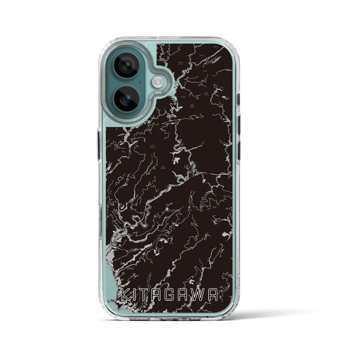 【北川（高知県）】地図柄iPhoneケース（MagSafeタイプ）モノトーン・iPhone 16 Pro 用