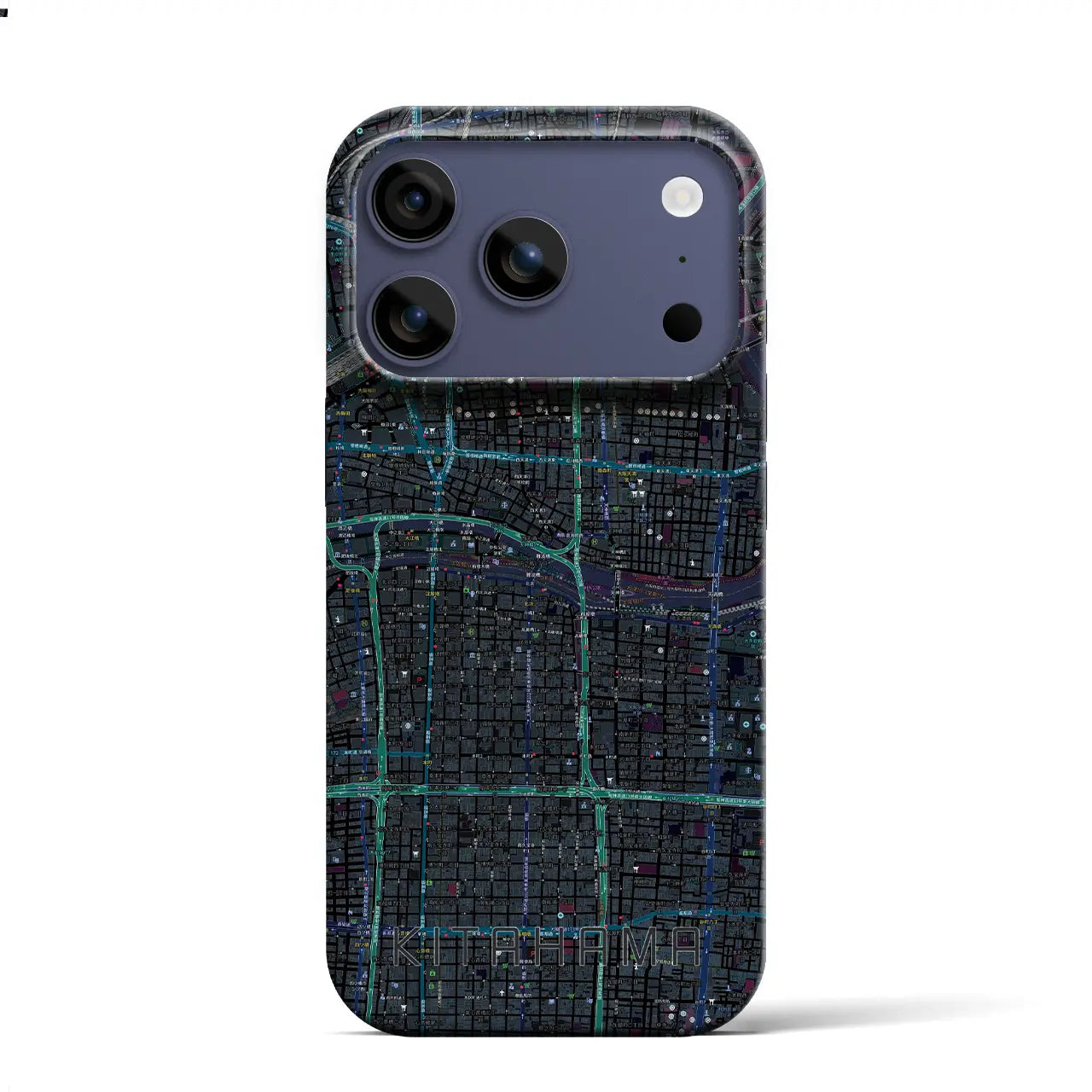 【北浜（大阪府）】地図柄iPhoneケース（バックカバータイプ）