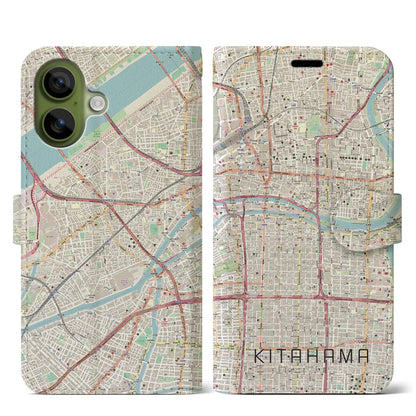 【北浜（大阪府）】地図柄iPhoneケース（手帳タイプ）