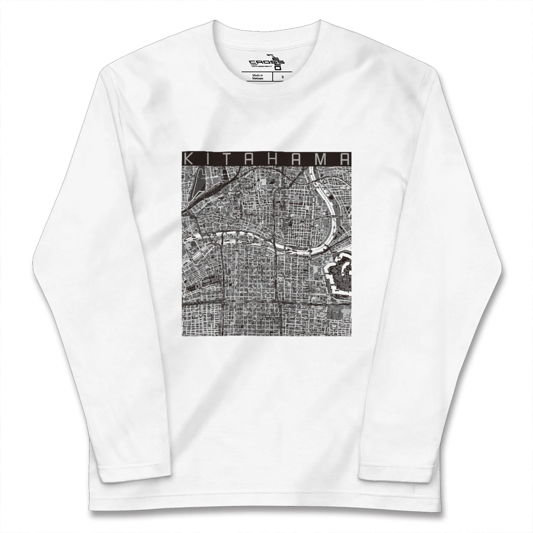 【北浜(大阪府)】地図柄ロングスリーブTシャツ