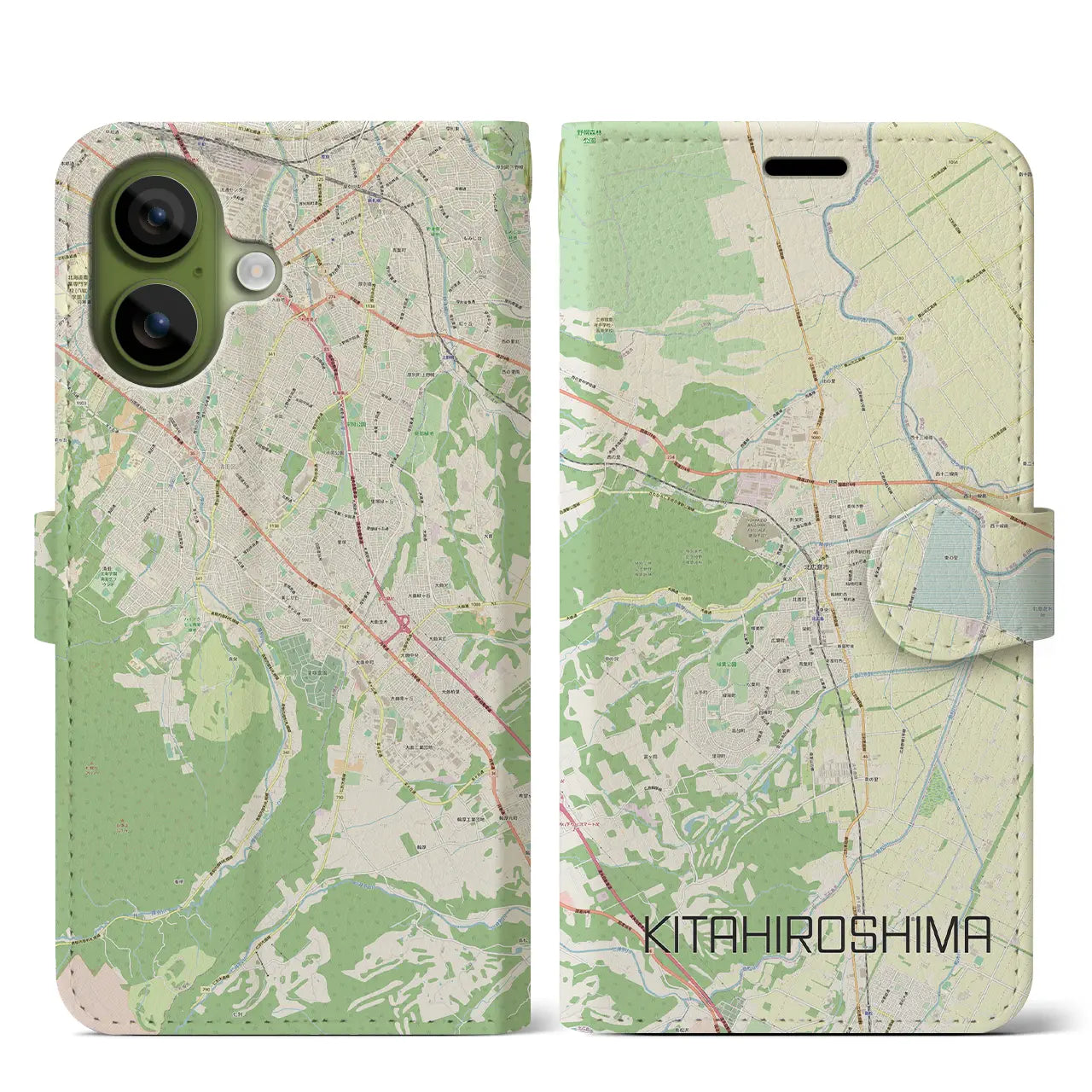 【北広島（広島県）】地図柄iPhoneケース（手帳タイプ）