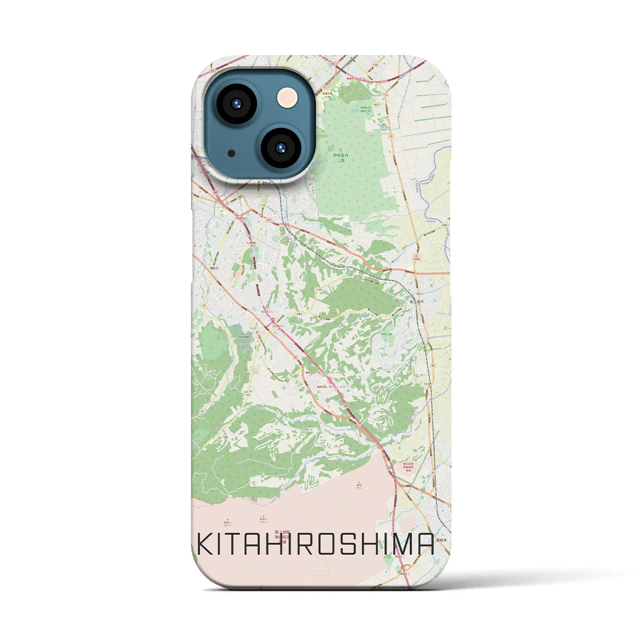 【北広島2（北海道）】地図柄iPhoneケース（バックカバータイプ）