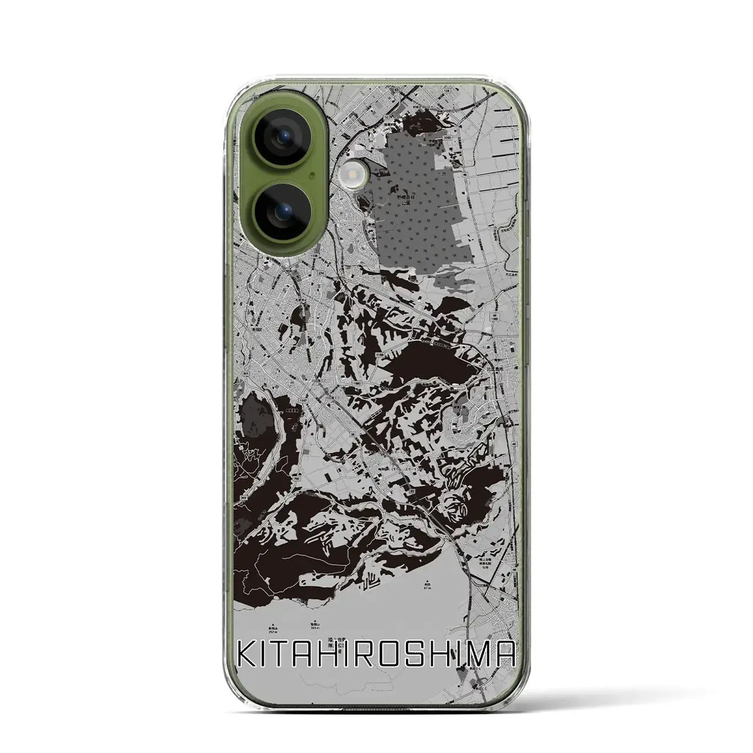 【北広島2（北海道）】地図柄iPhoneケース（クリアタイプ）モノトーン・iPhone 17 Pro Max 用