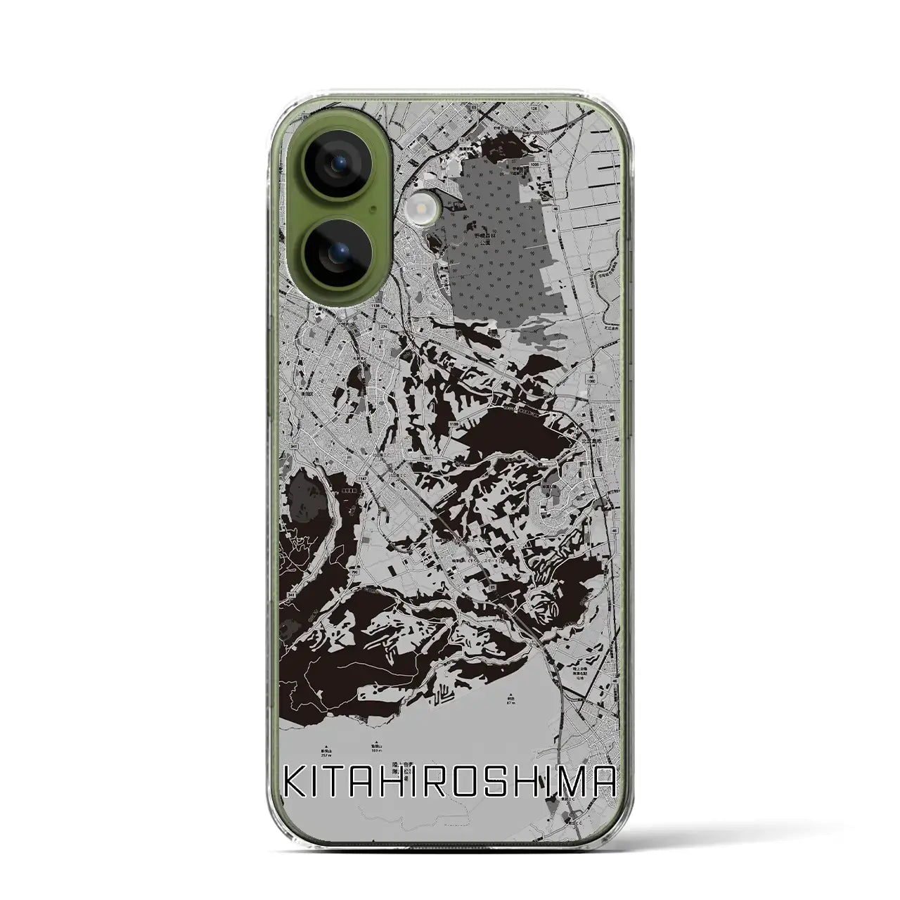 【北広島2（北海道）】地図柄iPhoneケース（クリアタイプ）モノトーン・iPhone 17 Pro Max 用