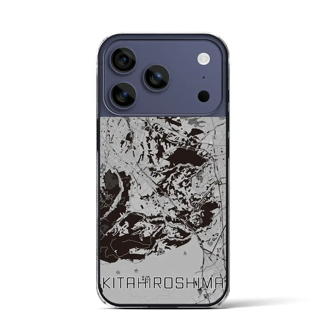 【北広島2(北海道)】地図柄iPhoneケース(クリアタイプ)モノトーン・iPhone 17 Pro Max 用