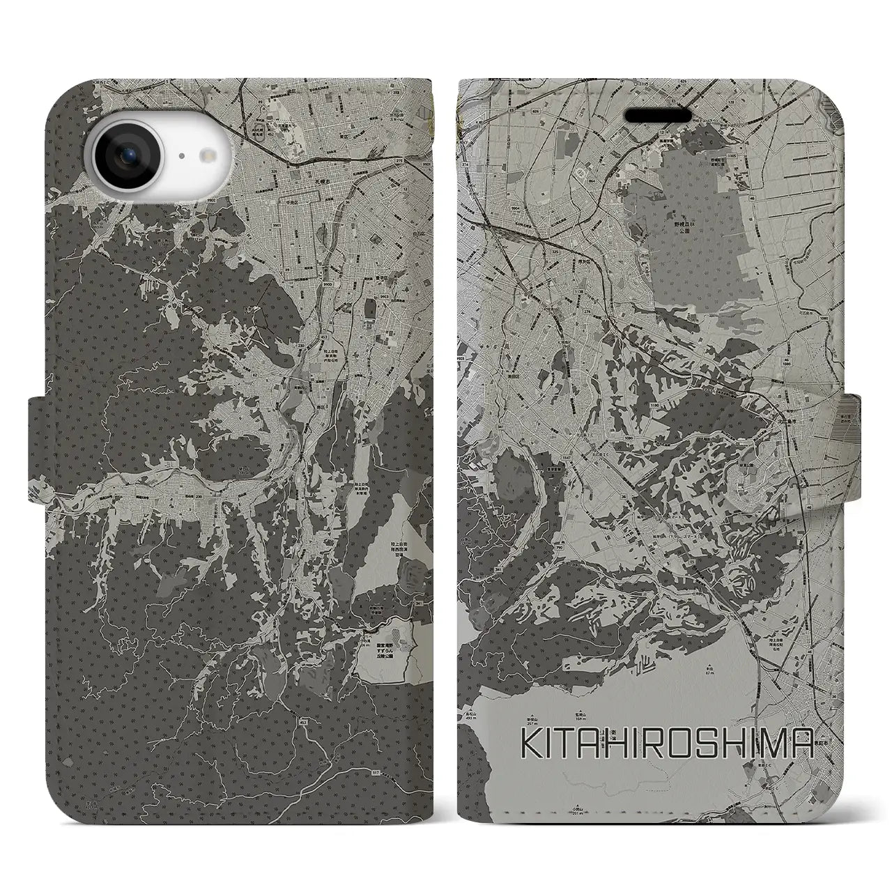 【北広島2（北海道）】地図柄iPhoneケース（手帳タイプ）