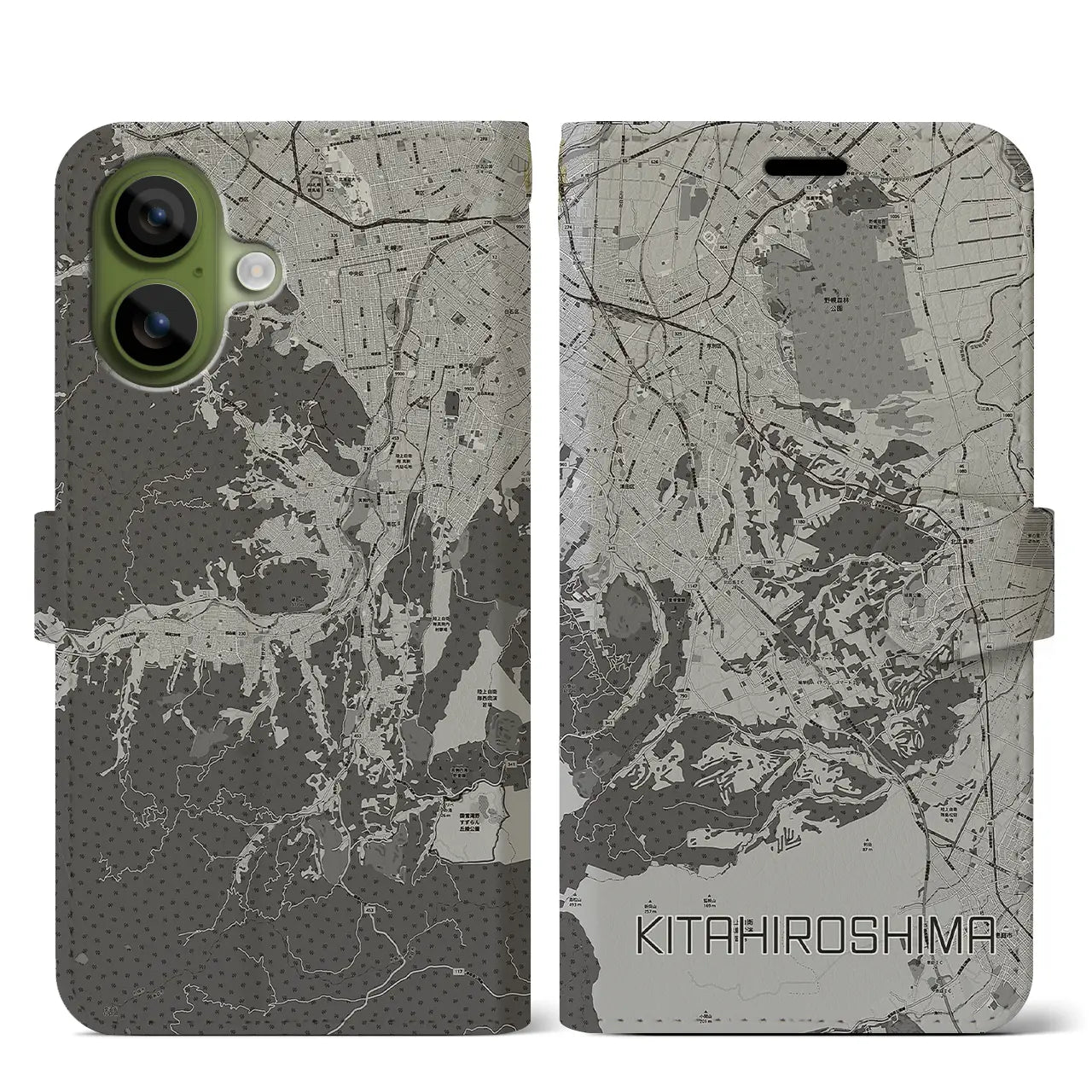 【北広島2（北海道）】地図柄iPhoneケース（手帳タイプ）