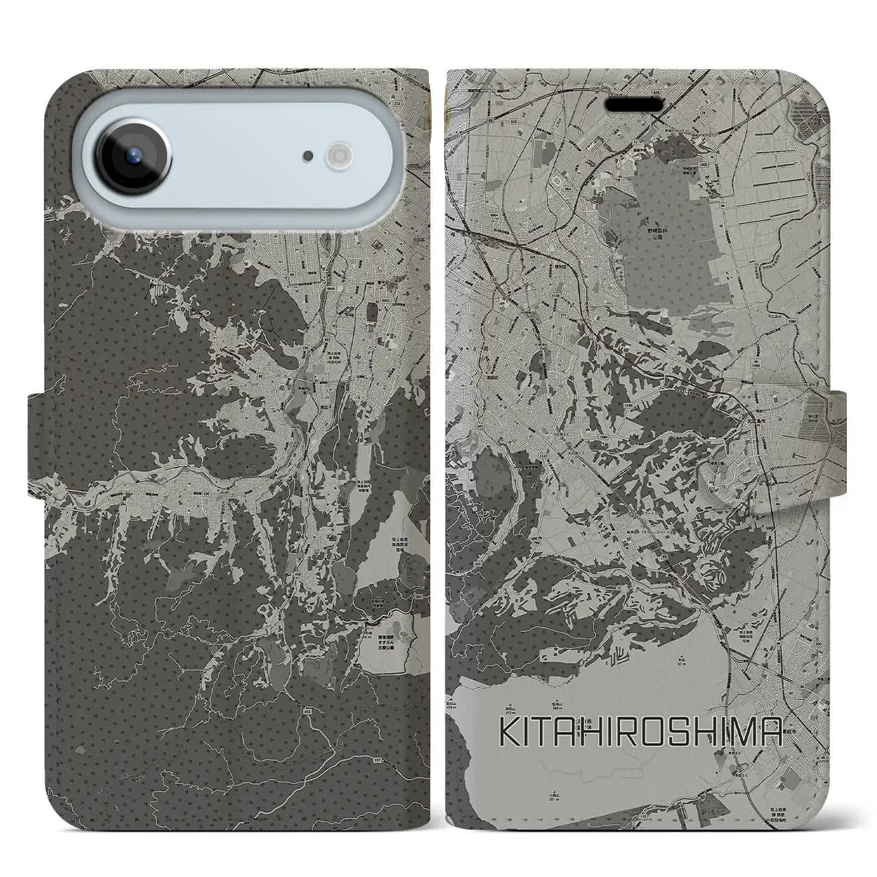 【北広島2（北海道）】地図柄iPhoneケース（手帳タイプ）